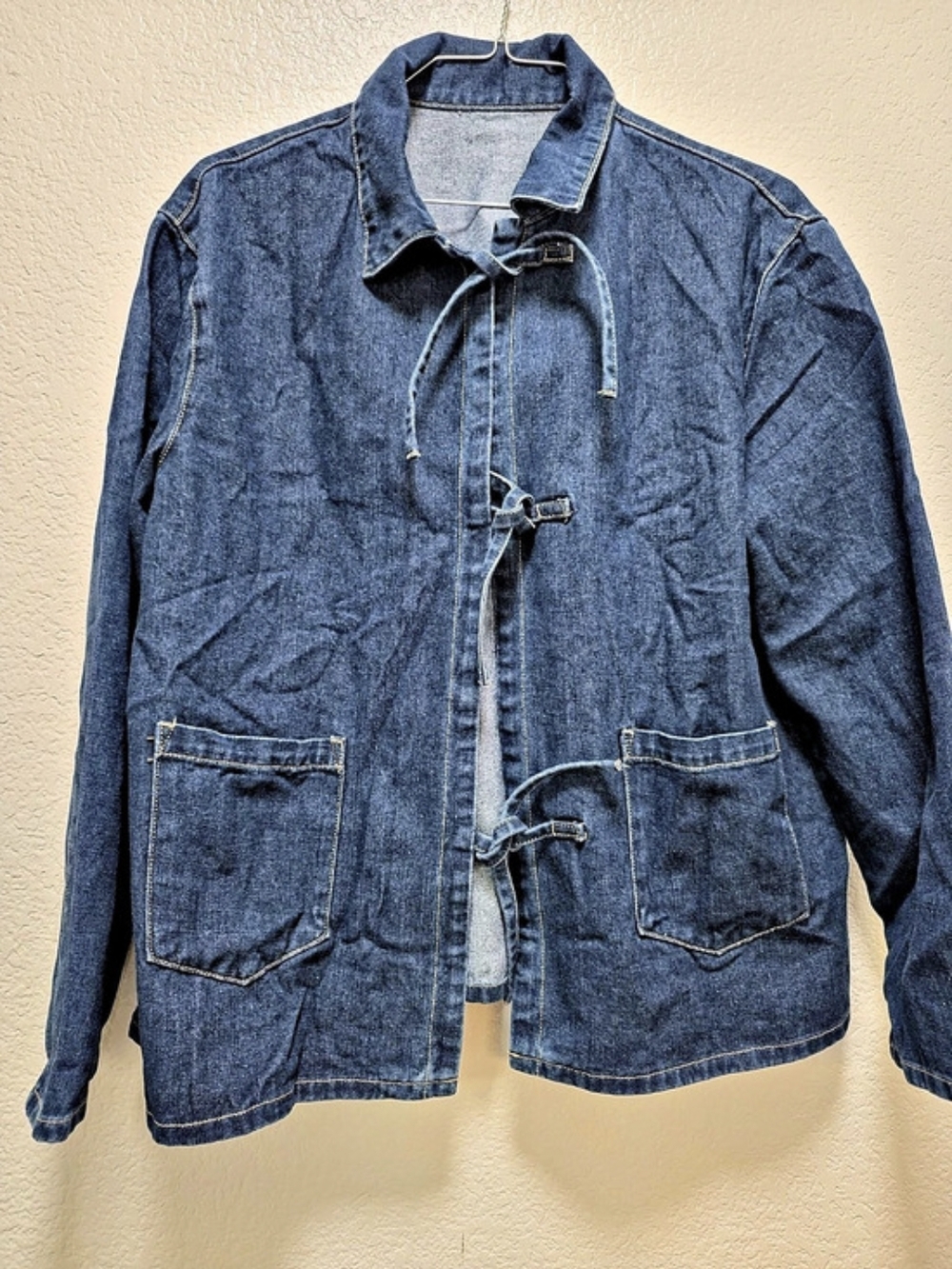 Mango Toggle Crop Denim Jacket Blue